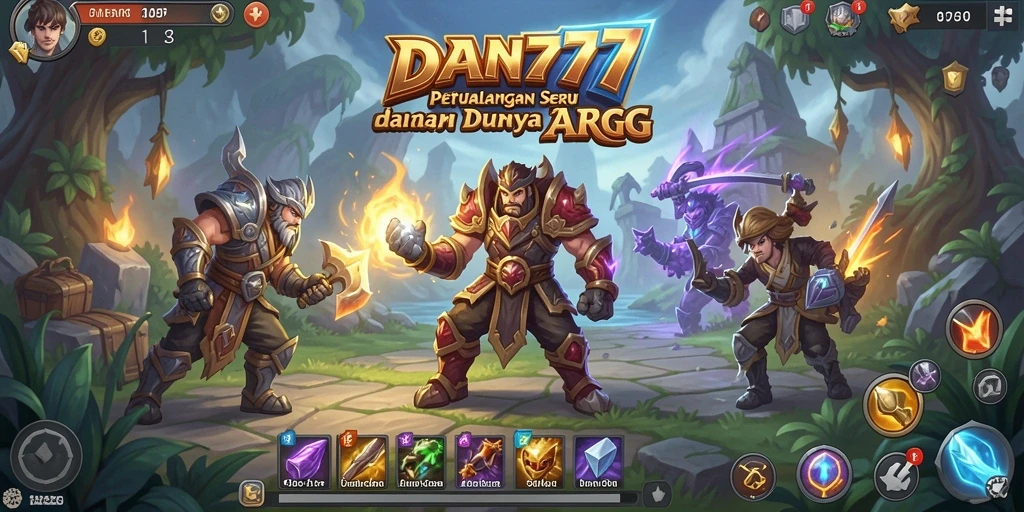 Tampilan gameplay <strong>DAN777</strong> menampilkan aksi seru di dunia fantasi.
