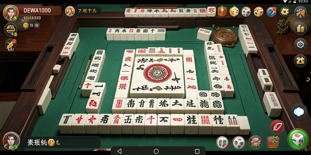 Screenshot gameplay DEWA1000 menampilkan momen seru bermain Mahjong.