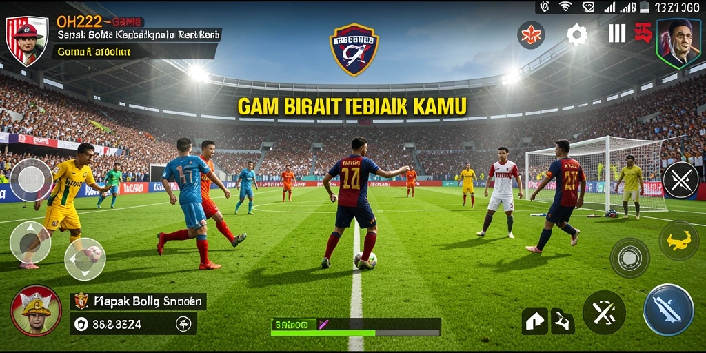 Tampilan gameplay OH222 dengan aksi sepak bola yang menegangkan.