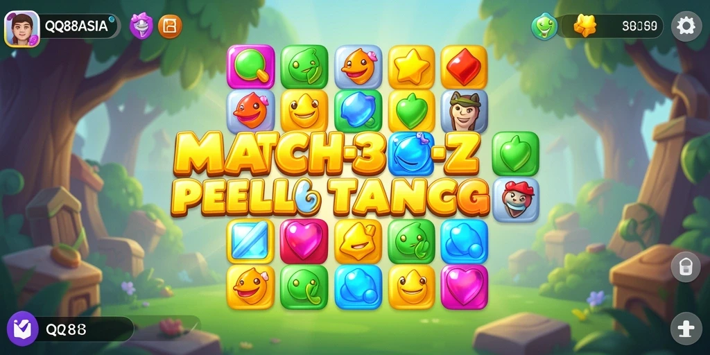 Tampilan gameplay seru dari QQ88ASIA game Match-3.