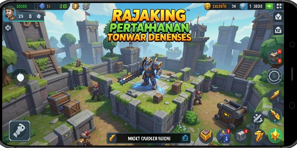 Tampilan gameplay RAJAKING yang intens dan menegangkan dalam Tower Defense.