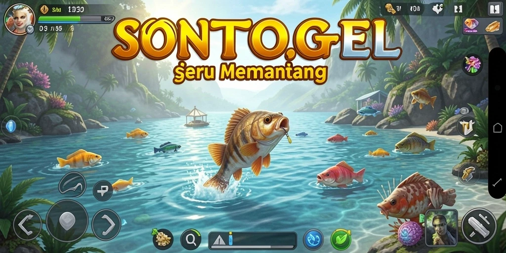 Screenshot gameplay SONTOGEL menunjukkan momen memancing yang seru.
