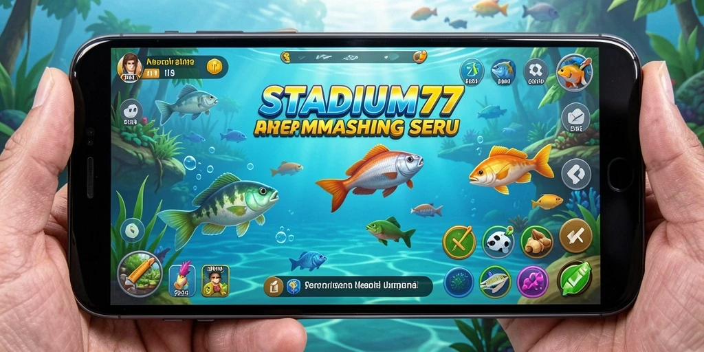 Tangkapan layar STADIUM77 menunjukkan gameplay memancing yang seru dan menarik.
