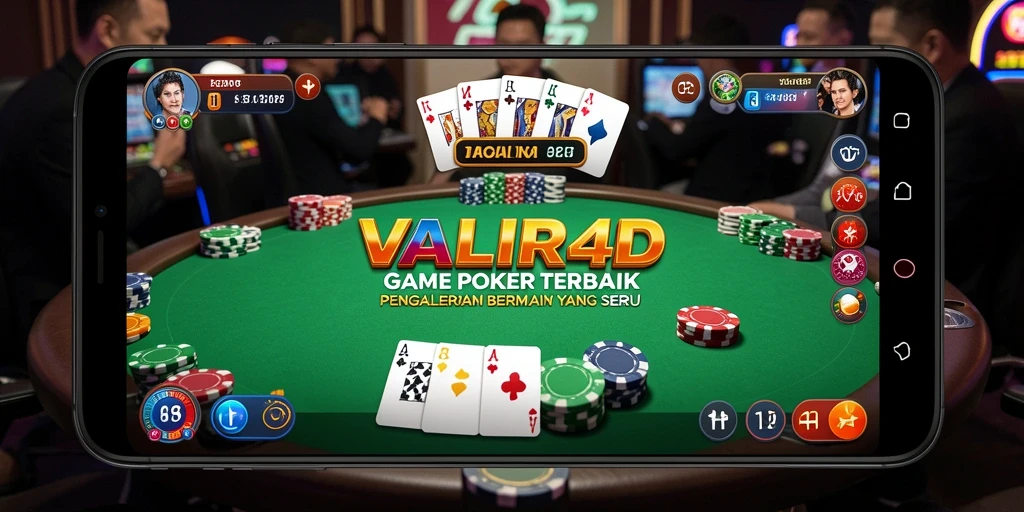 Screenshot gameplay VALIR4D menampilkan suasana permainan Poker yang seru.