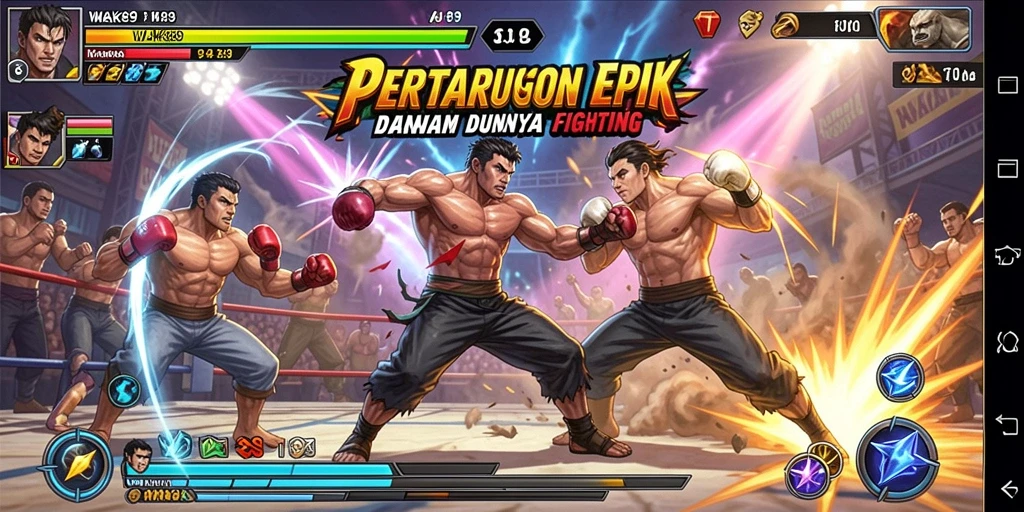 Screenshot utama WAK89 menampilkan aksi pertarungan yang intens dan mendebarkan.